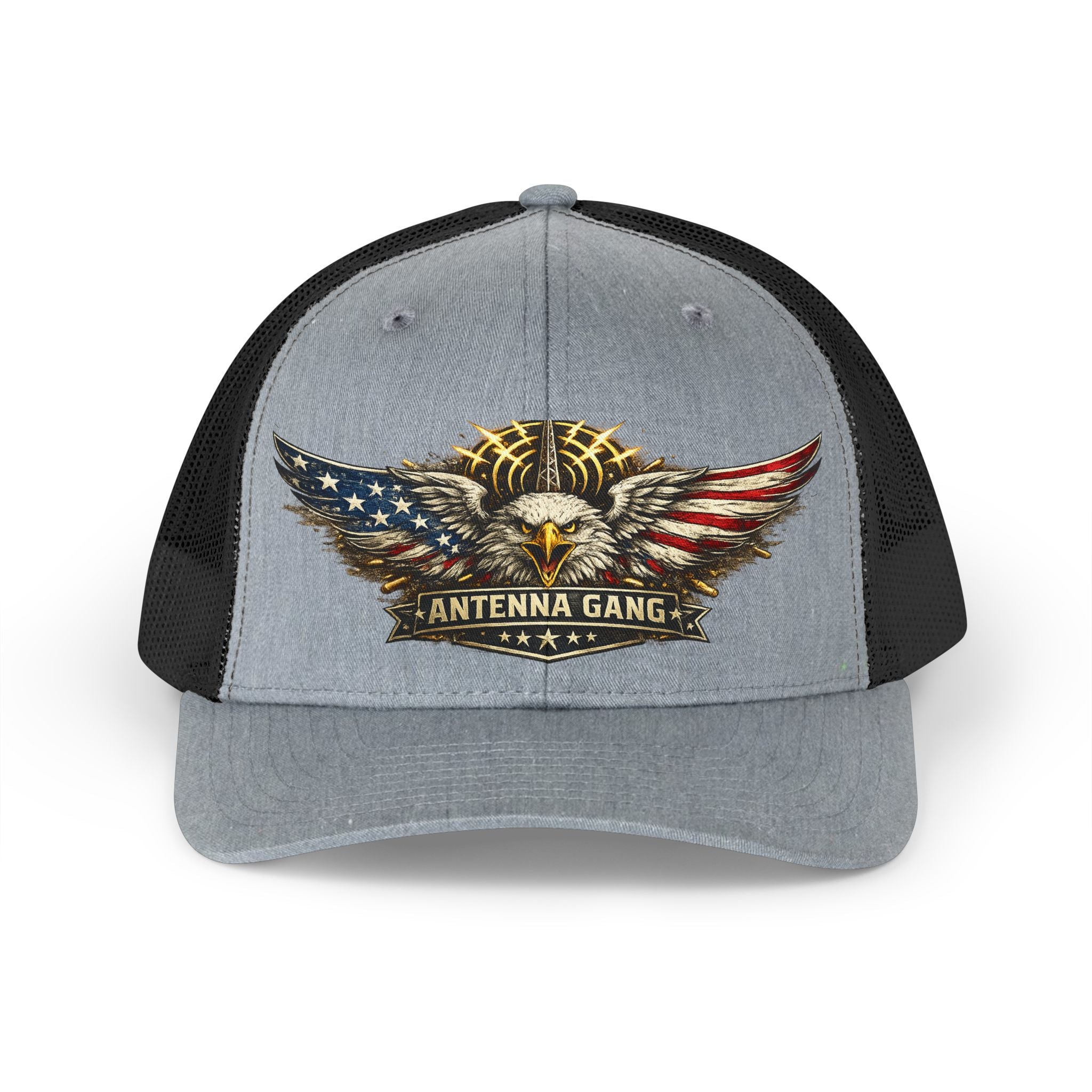 Eagle with American Flag & "Antenna Gang" Mesh Hat