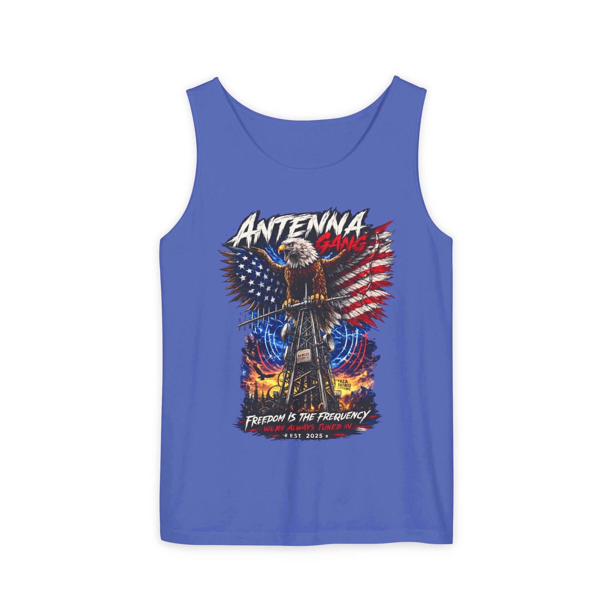 Antenna Gang Patriotic Tank Top Freedom Is The Frequency