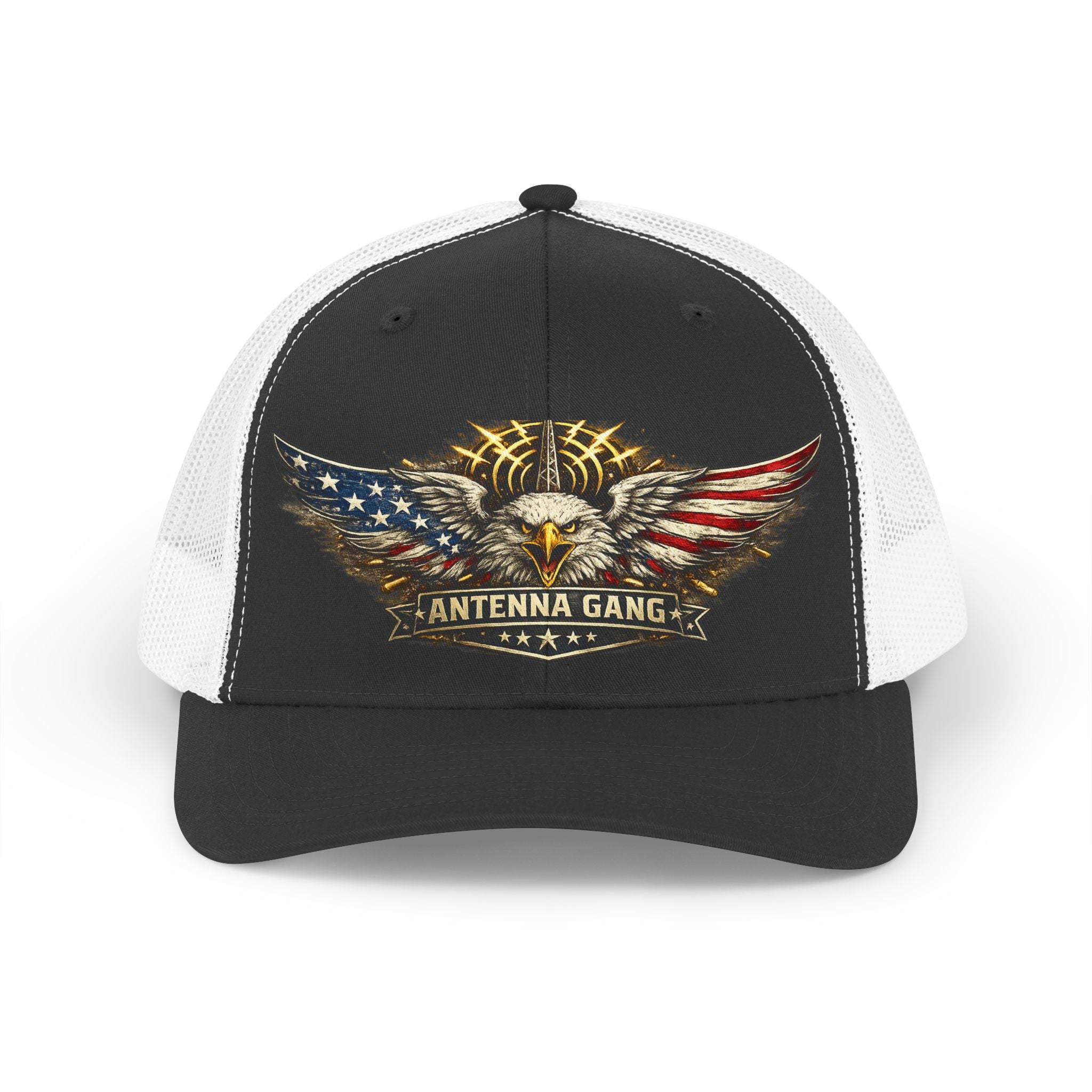Eagle with American Flag & "Antenna Gang" Mesh Hat