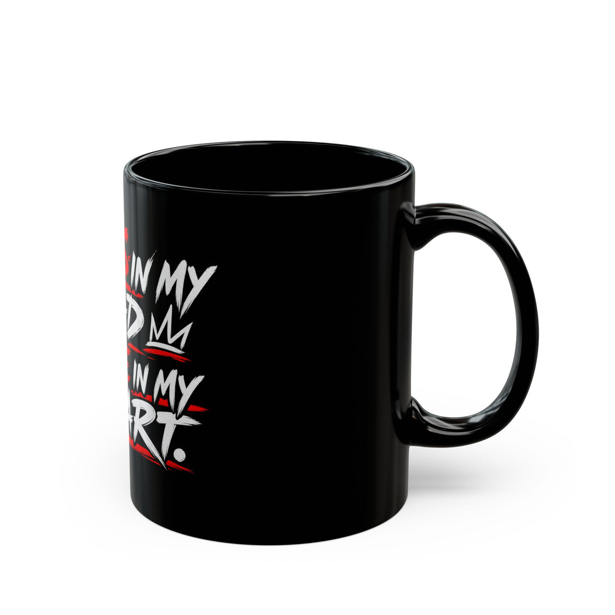 Chaos in My Head, Peace in My Heart Black Coffee Mug