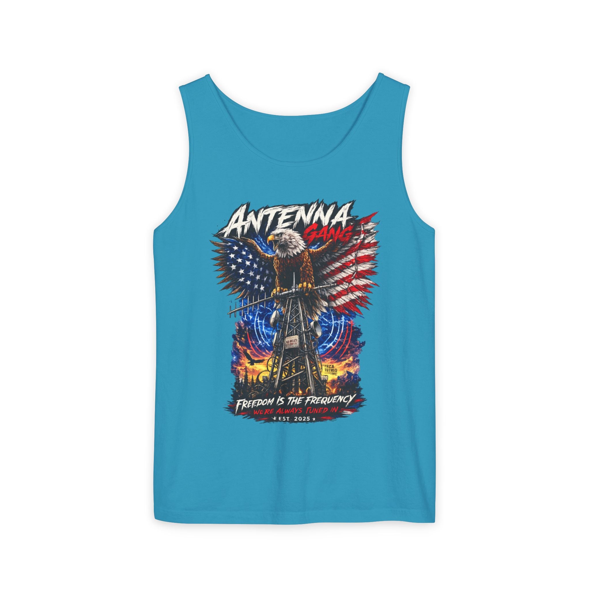 Antenna Gang Patriotic Tank Top Freedom Is The Frequency