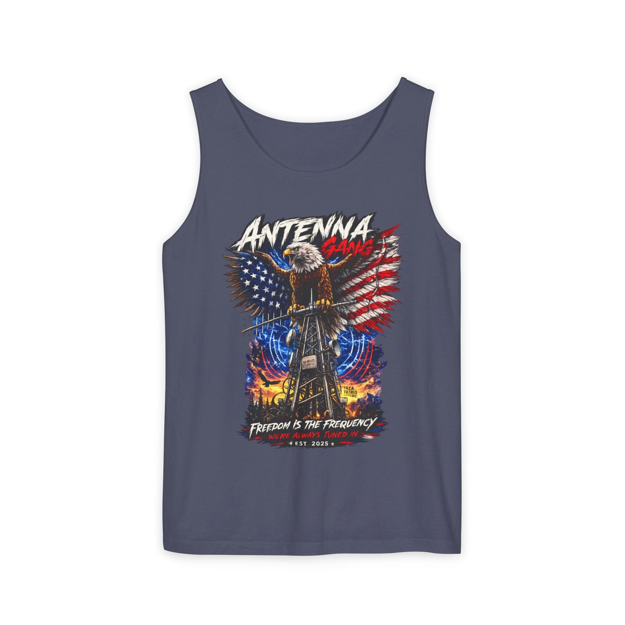 Antenna Gang Patriotic Tank Top Freedom Is The Frequency