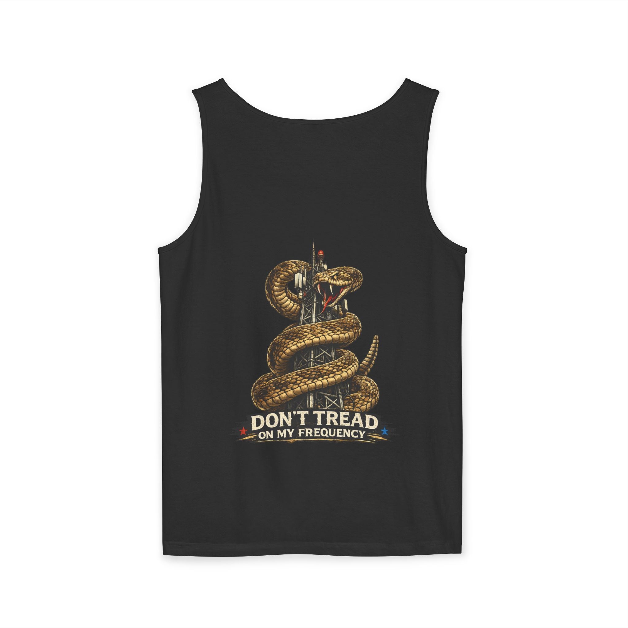 "Don't Tread on My Frequency" Snake Graphic Tank Top