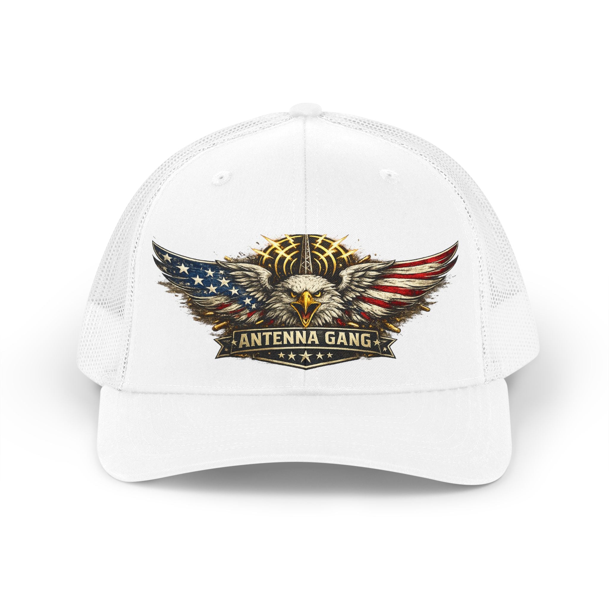 Eagle with American Flag & "Antenna Gang" Mesh Hat