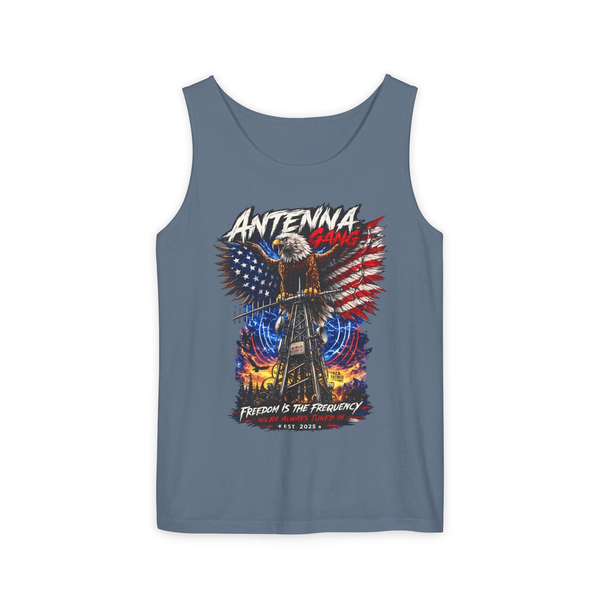 Antenna Gang Patriotic Tank Top Freedom Is The Frequency