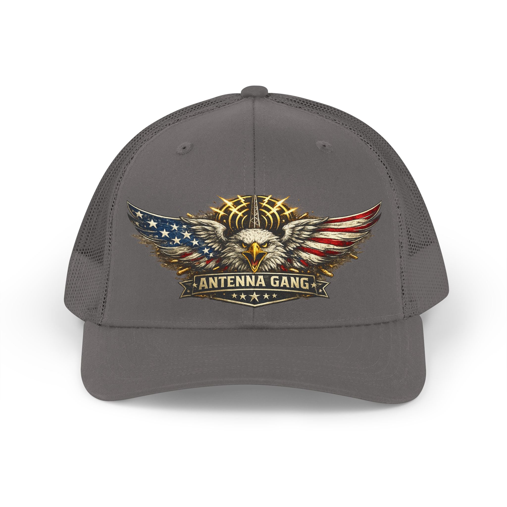 Eagle with American Flag & "Antenna Gang" Mesh Hat