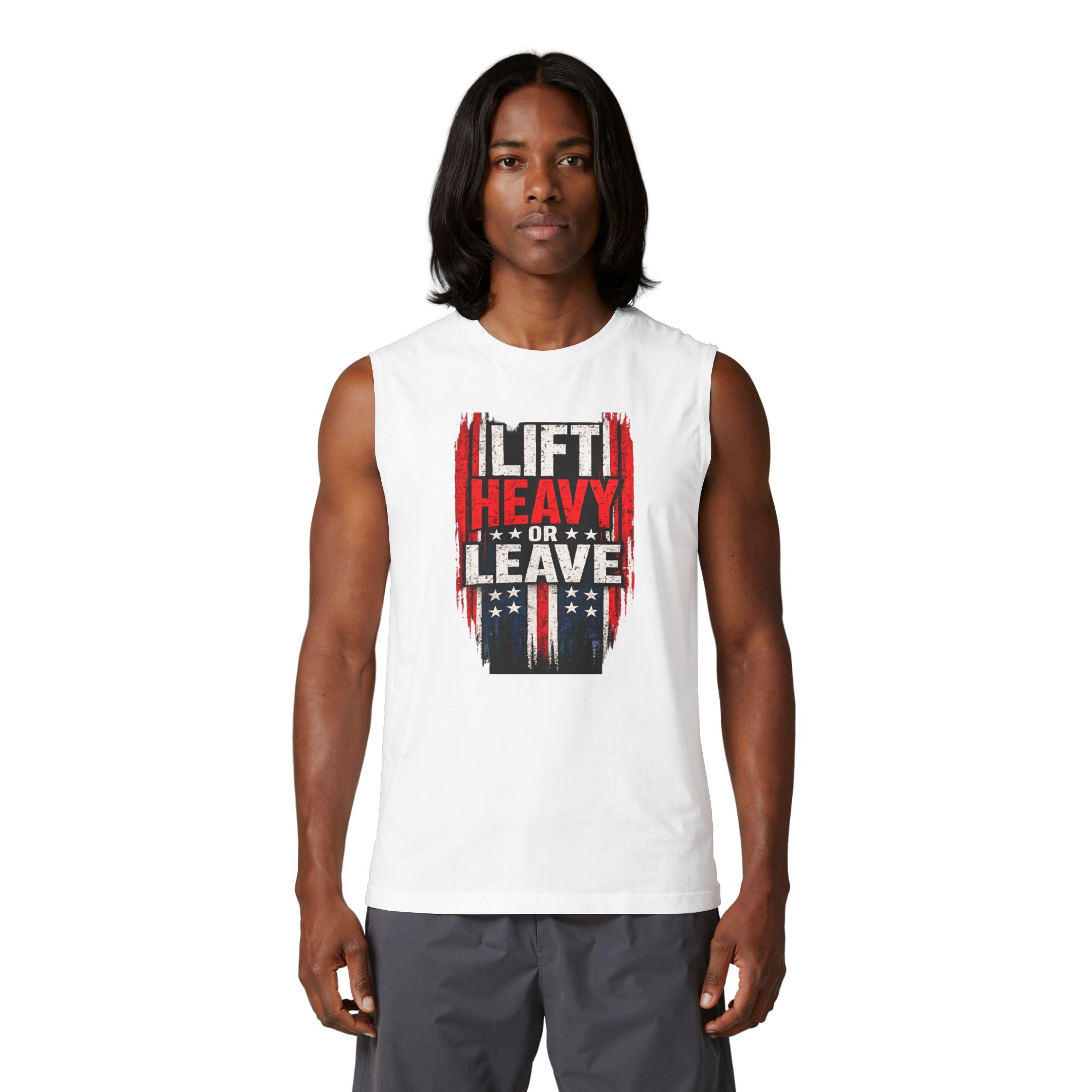 Lift Heavy or Leave American Flag Muscle Shirt