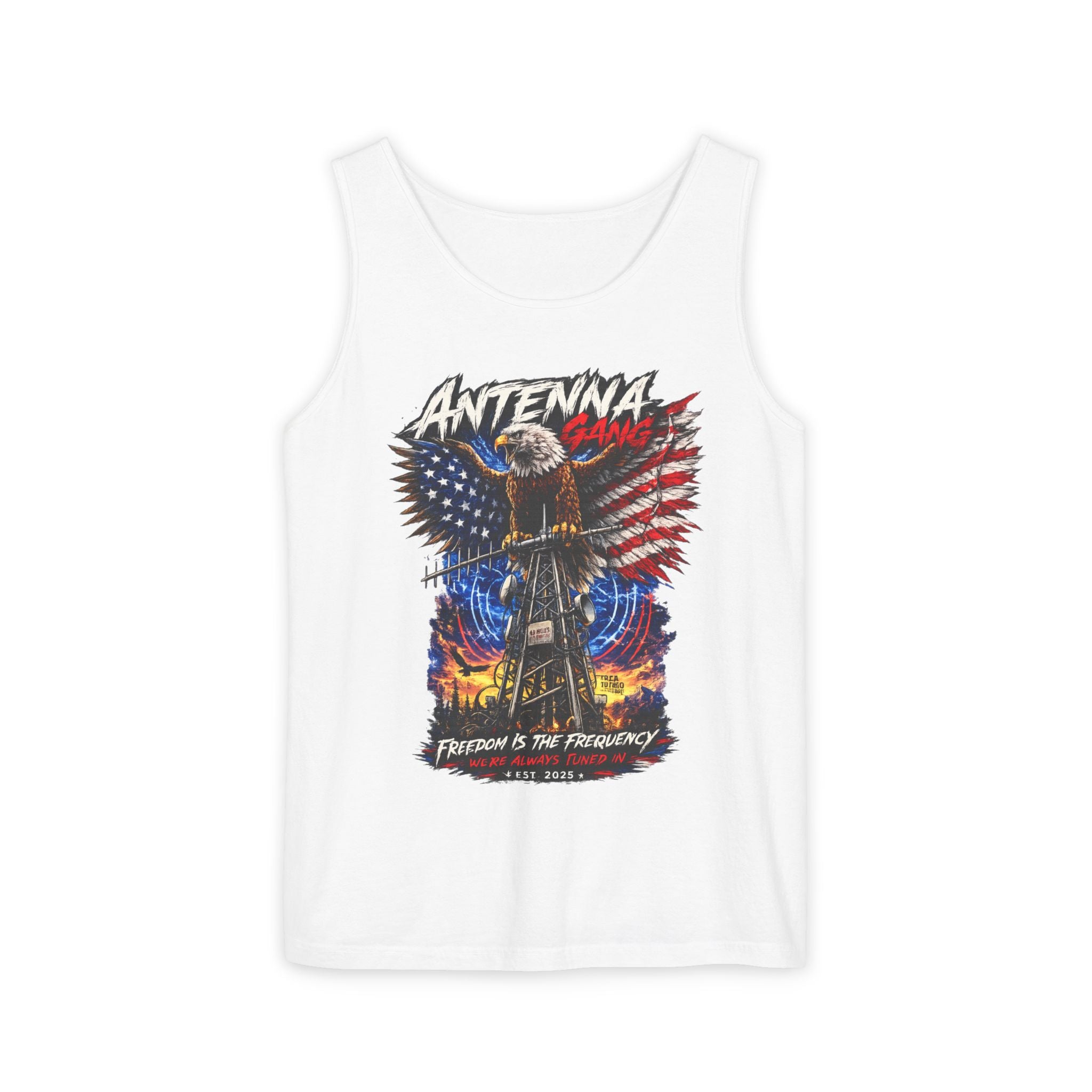 Antenna Gang Patriotic Tank Top Freedom Is The Frequency