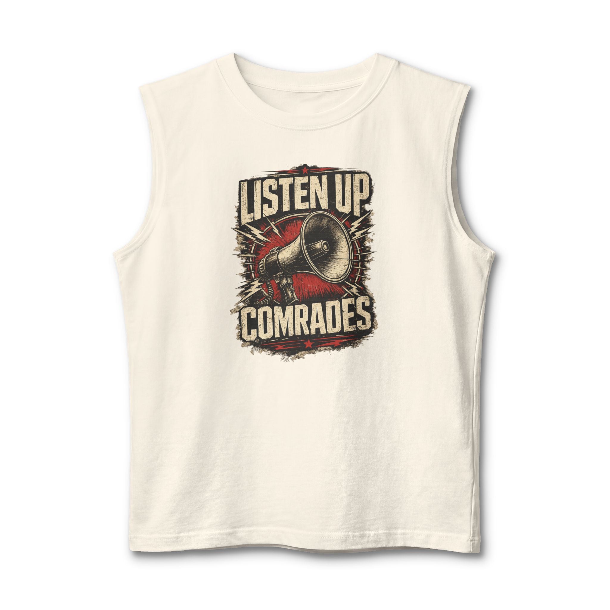 Listen Up Comrades Megaphone Graphic Muscle Shirt
