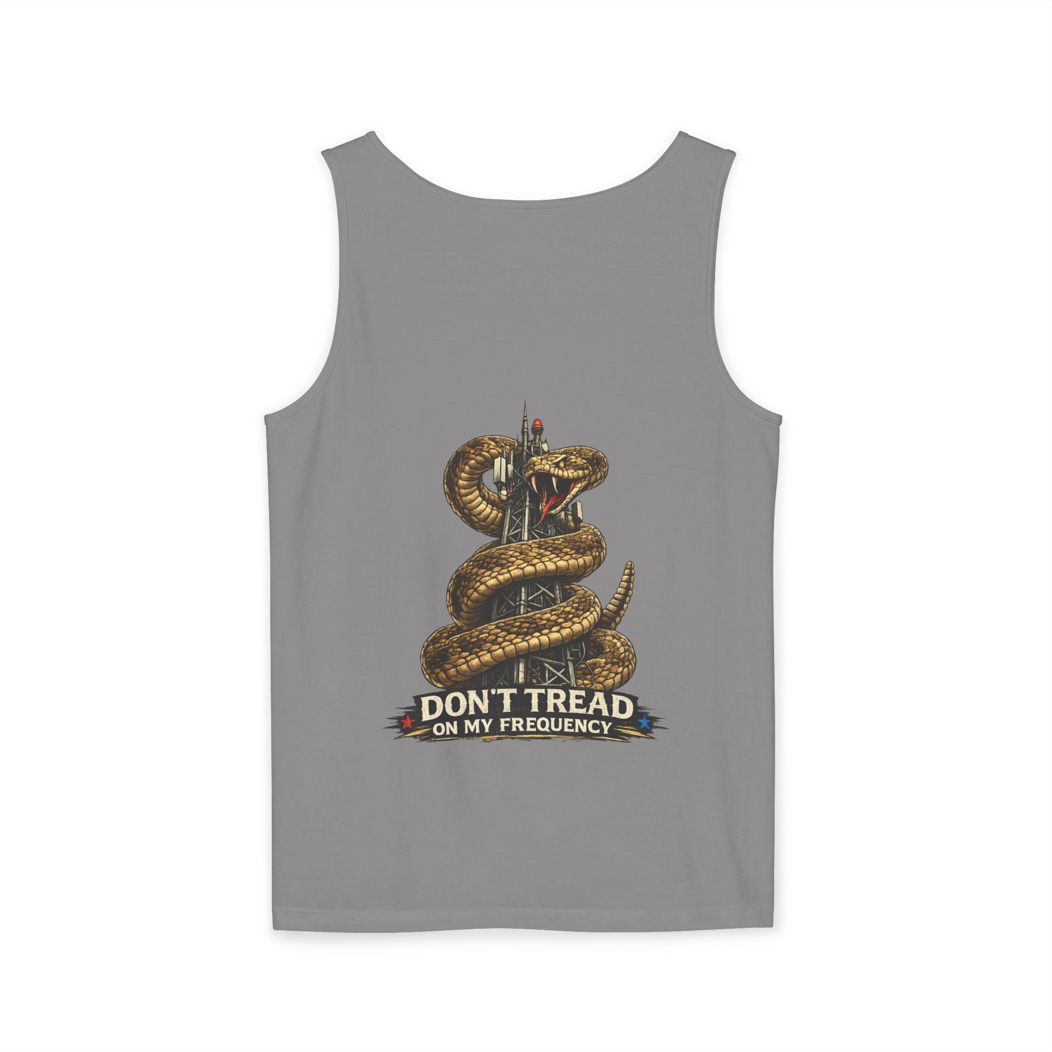 "Don't Tread on My Frequency" Snake Graphic Tank Top