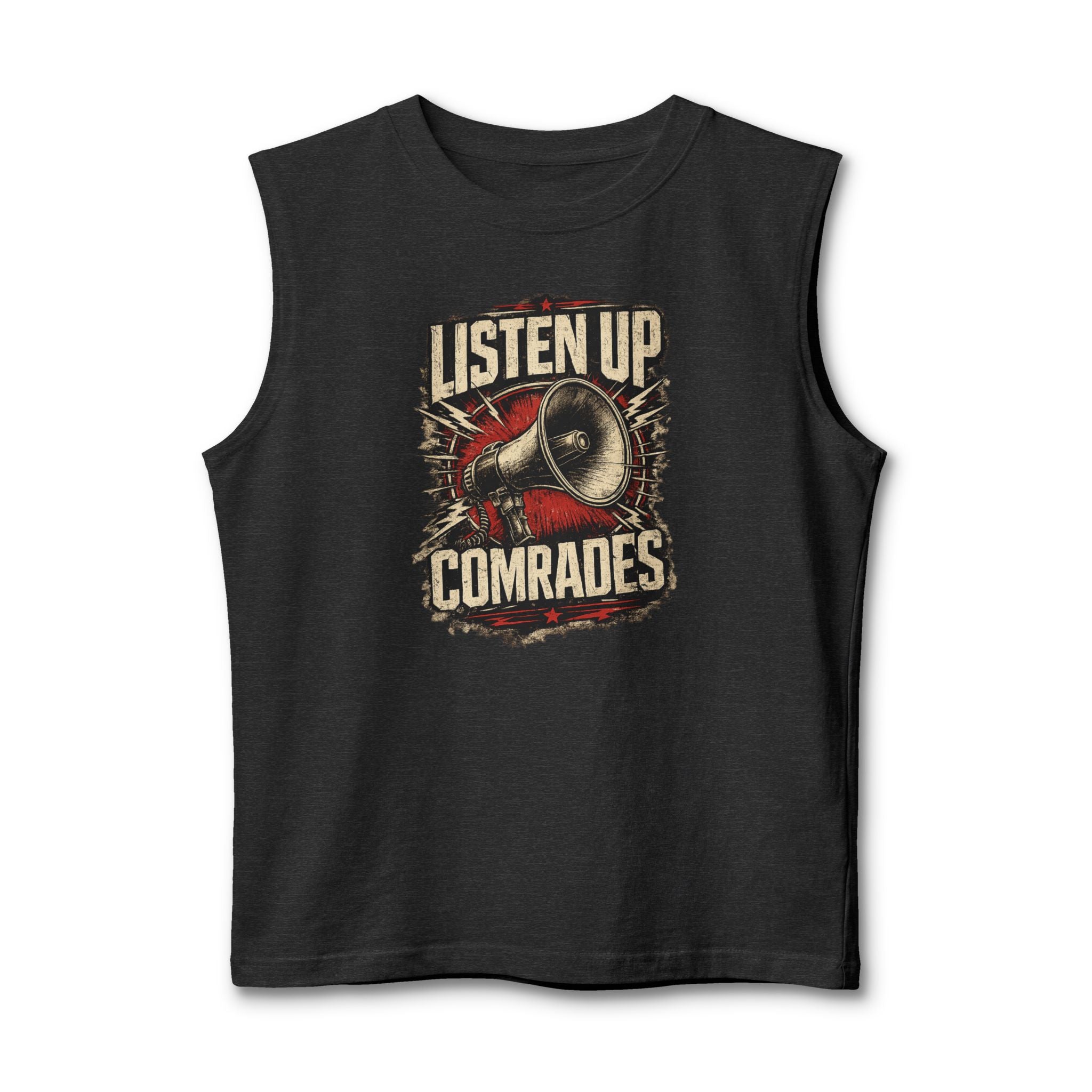 Listen Up Comrades Megaphone Graphic Muscle Shirt