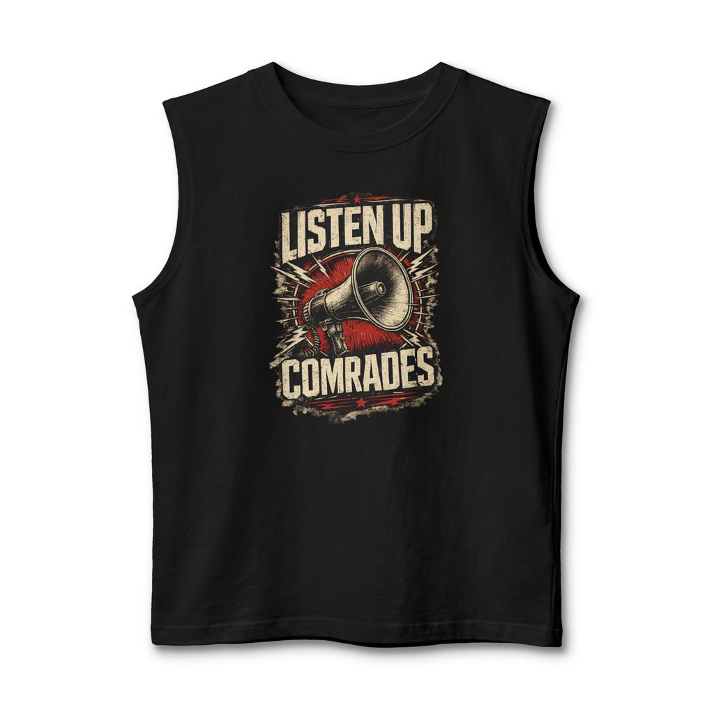 Listen Up Comrades Megaphone Graphic Muscle Shirt