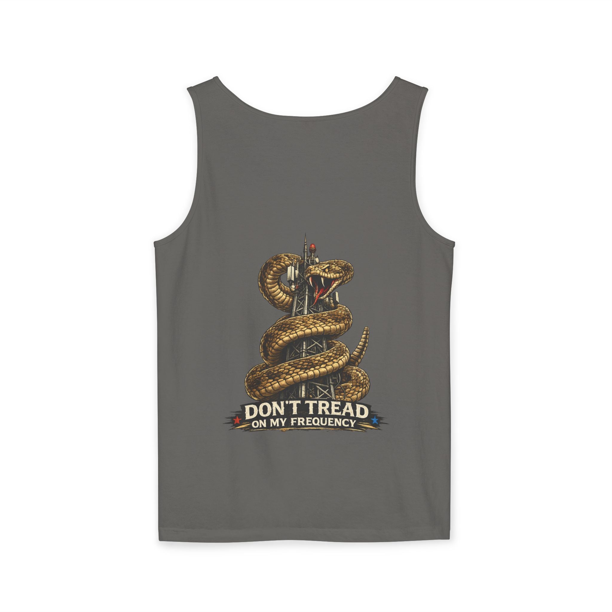 "Don't Tread on My Frequency" Snake Graphic Tank Top