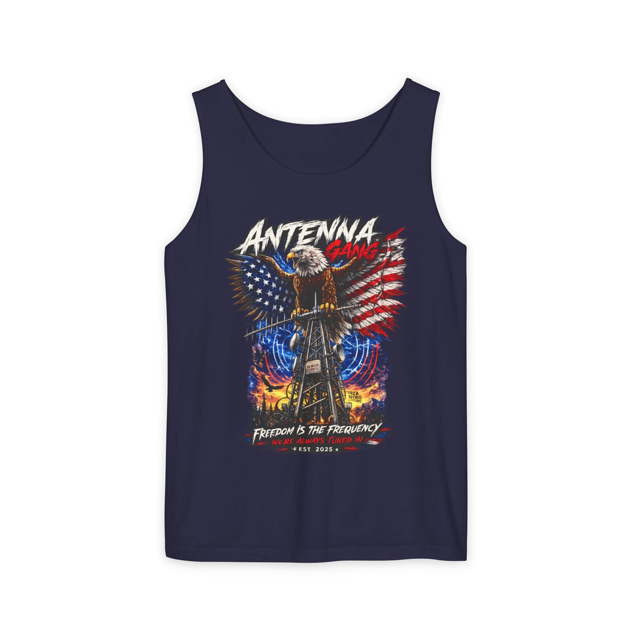 Antenna Gang Patriotic Tank Top Freedom Is The Frequency