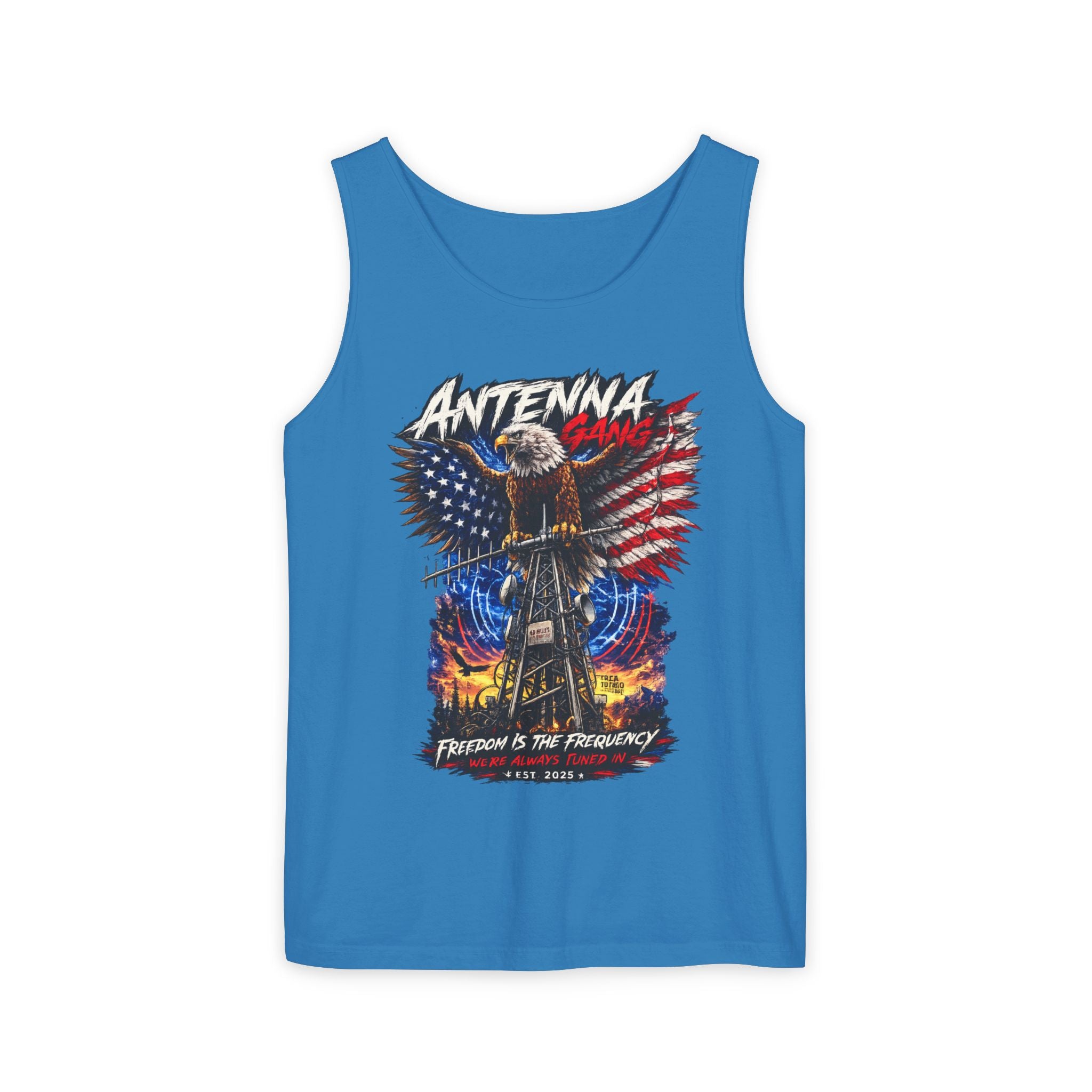 Antenna Gang Patriotic Tank Top Freedom Is The Frequency