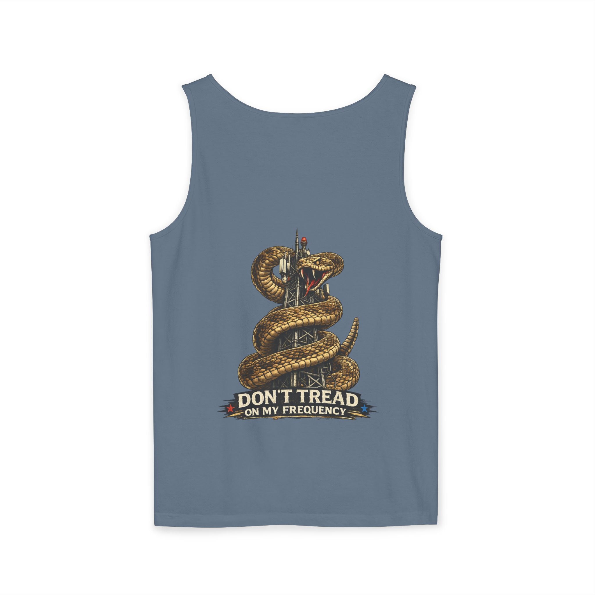 "Don't Tread on My Frequency" Snake Graphic Tank Top