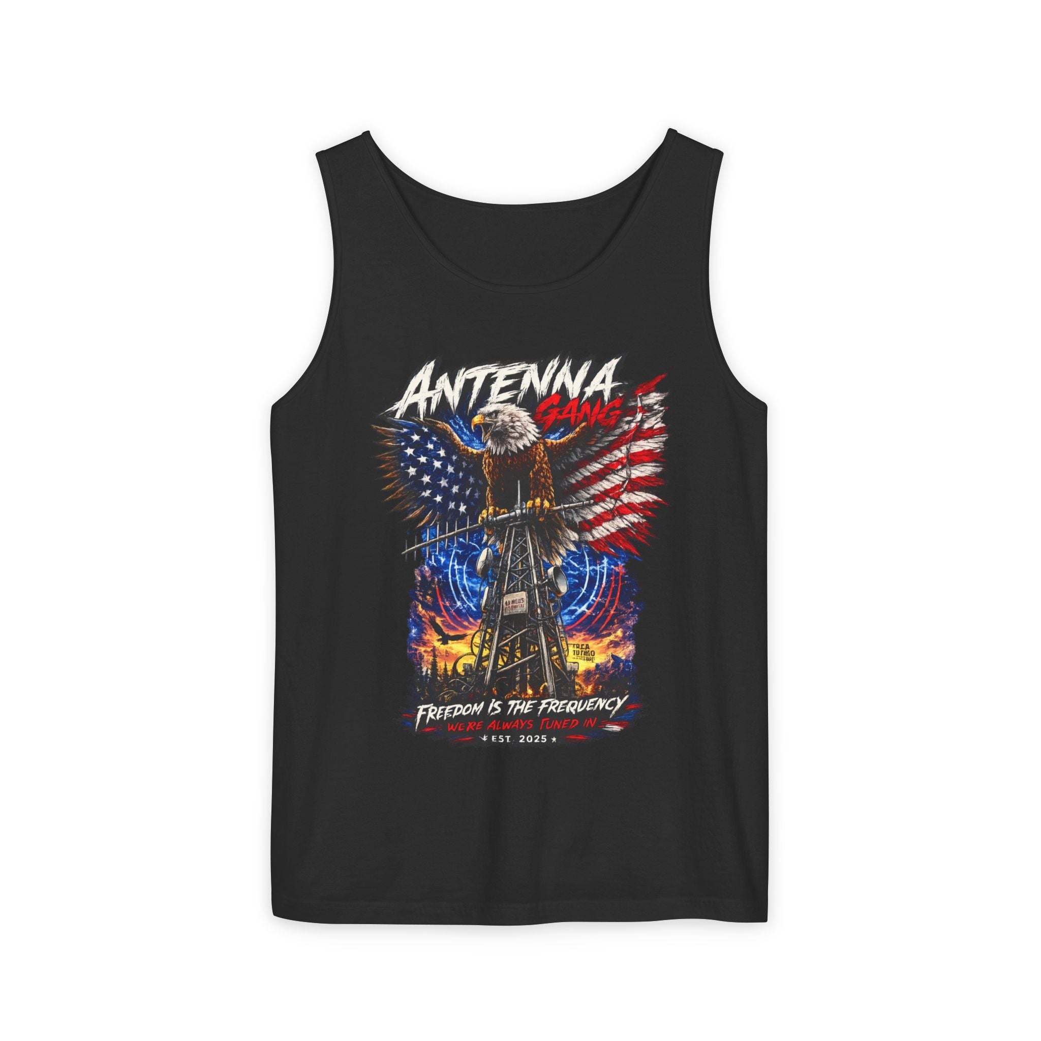 Antenna Gang Patriotic Tank Top Freedom Is The Frequency