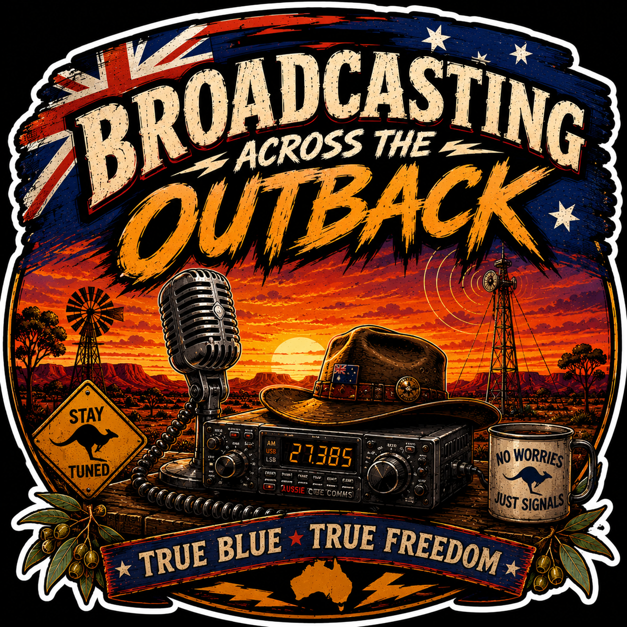 Broadcasting Across The Outback Sticker