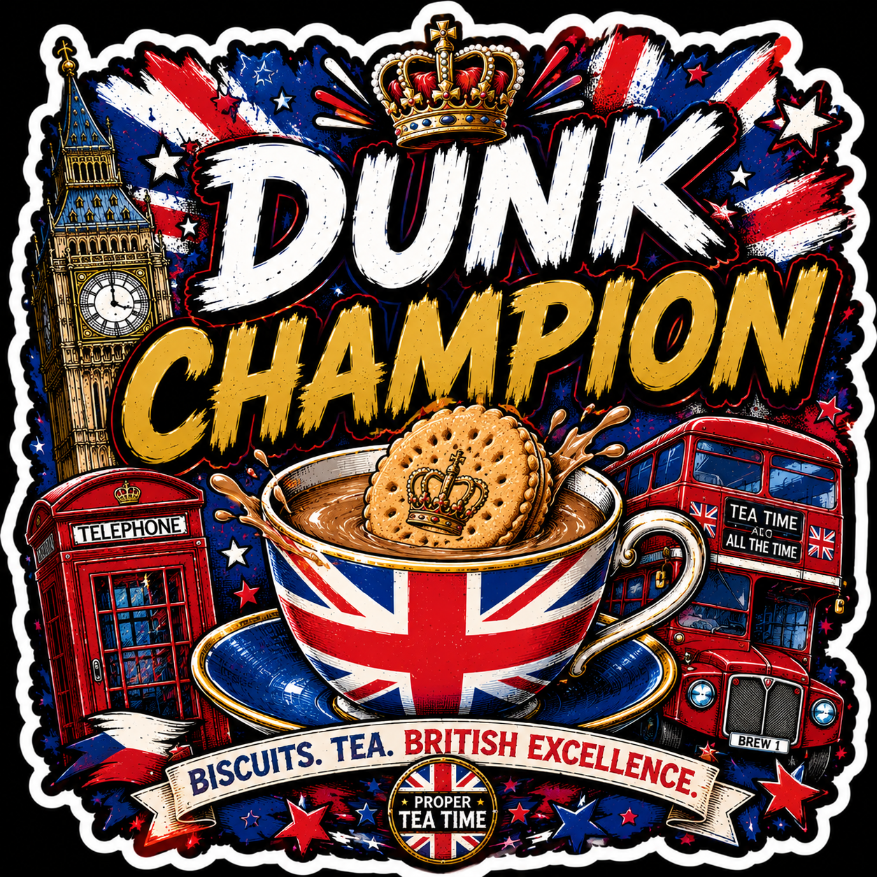 Dunk Champion Biscuits, Tea, British Excellence Sticker