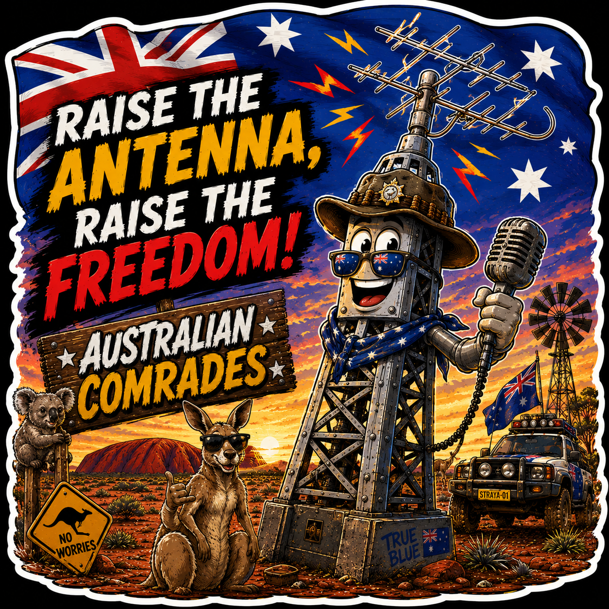 Raise The Antenna Raise The Freedom Australian Comrades Sticker
