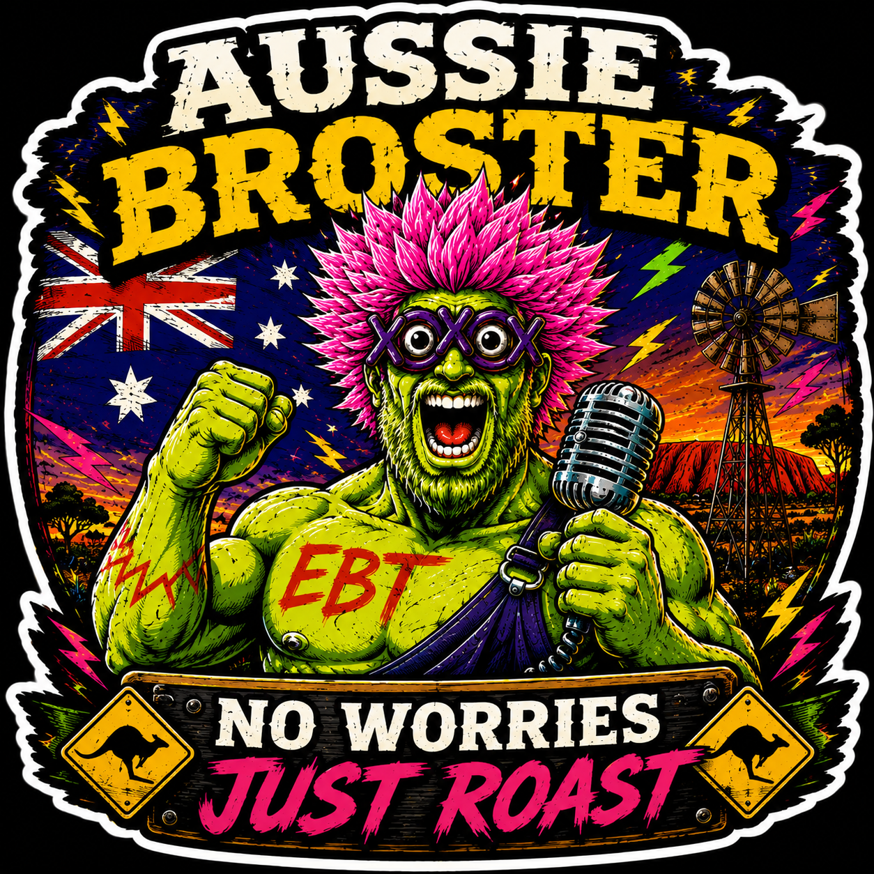 Aussie Broster No Worries Just Roast Sticker