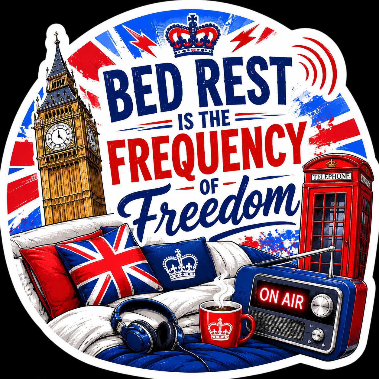 Bed Rest Is The Frequency Of Freedom Sticker UK
