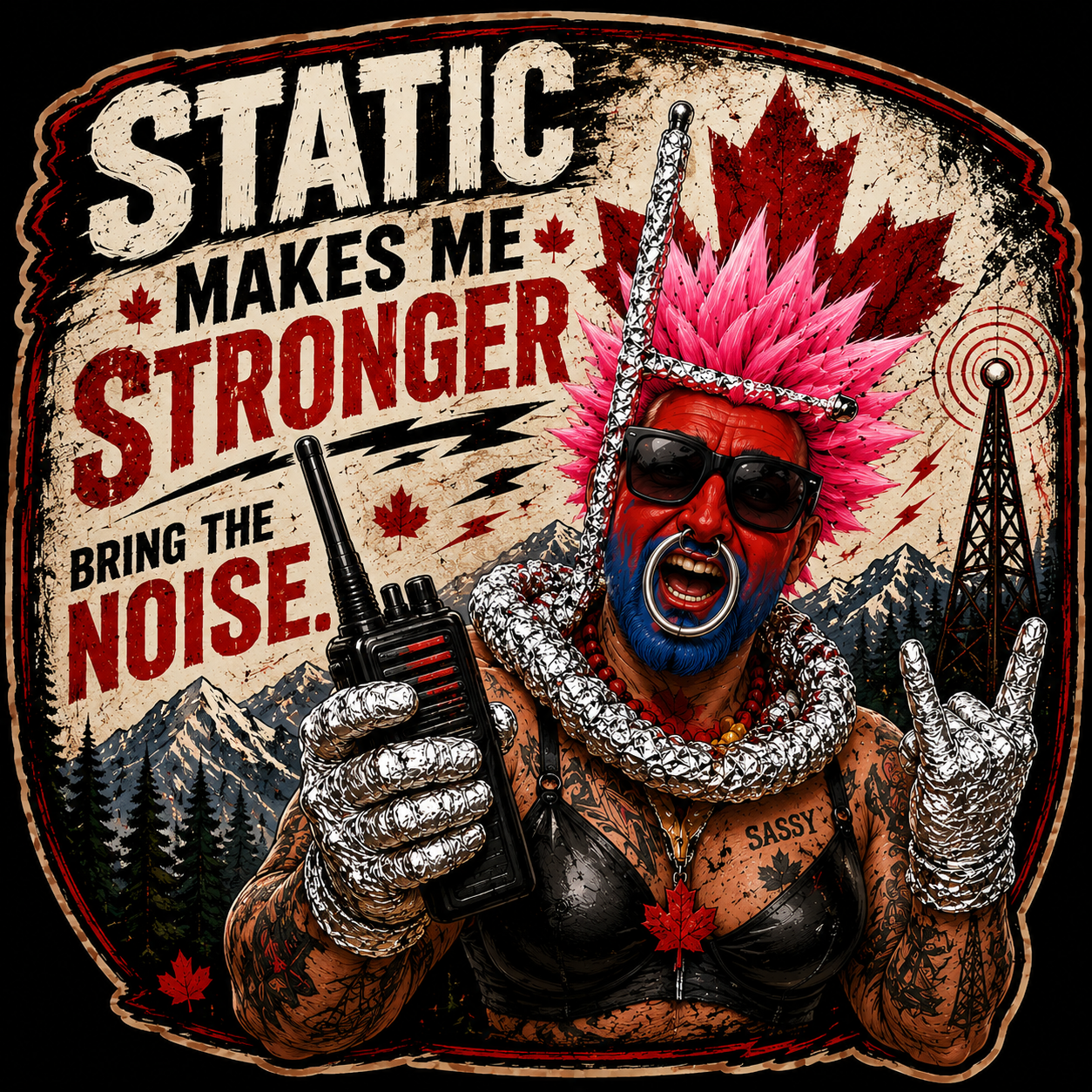 Static Makes Me Stronger Bring On The Noise Sticker