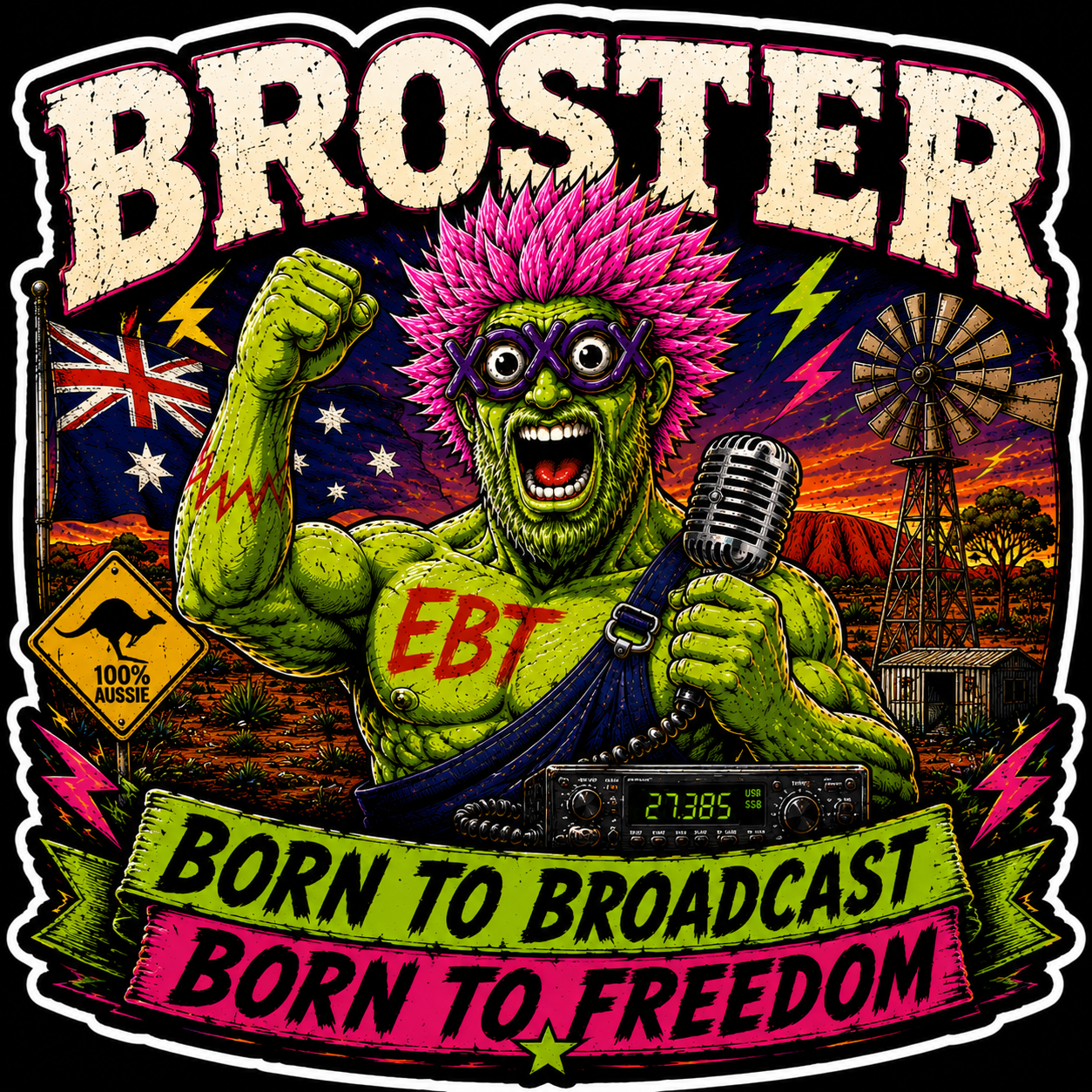Broster Born To Broadcast Born To Freedom Sticker