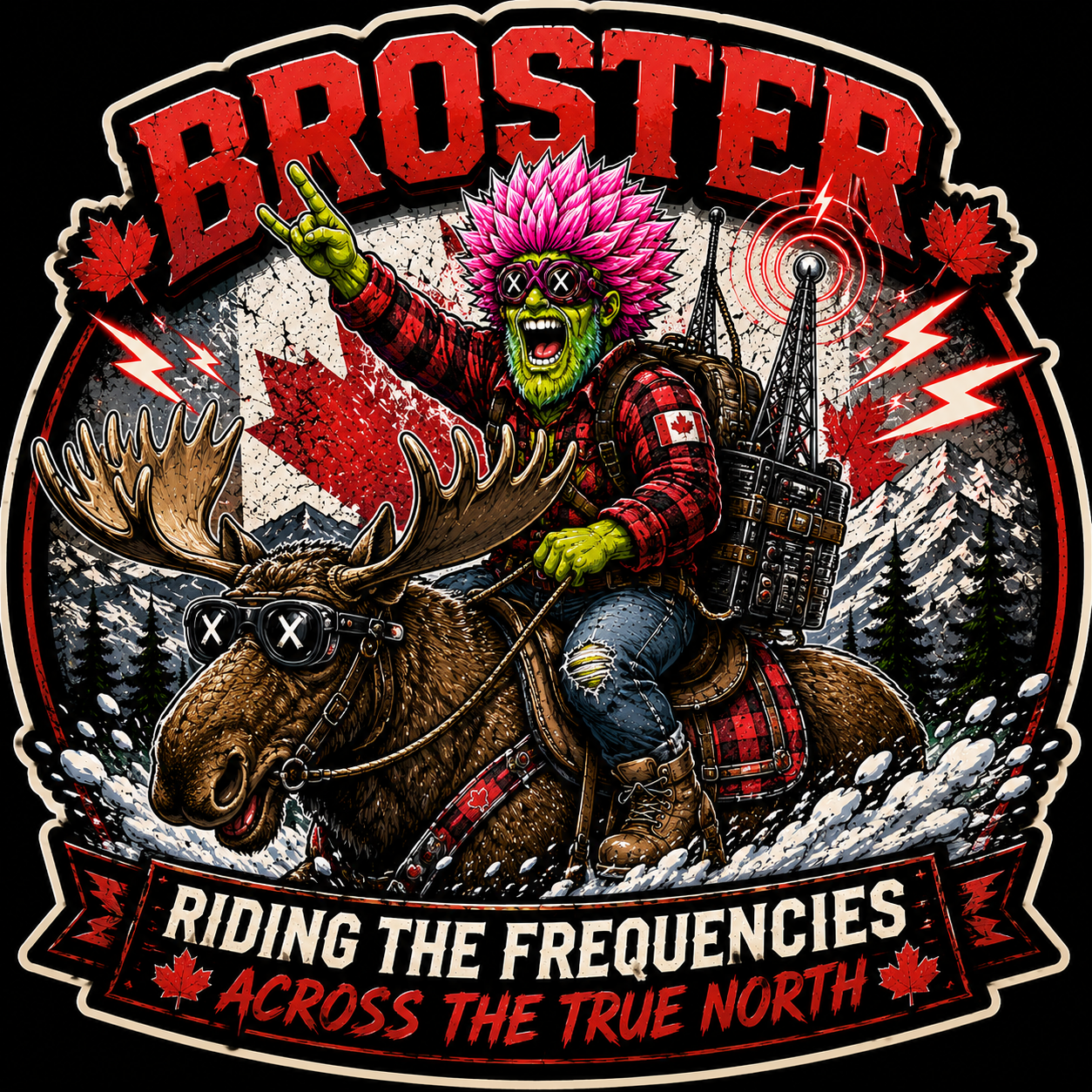 Broster Riding The Frequencies Across The True North Sticker