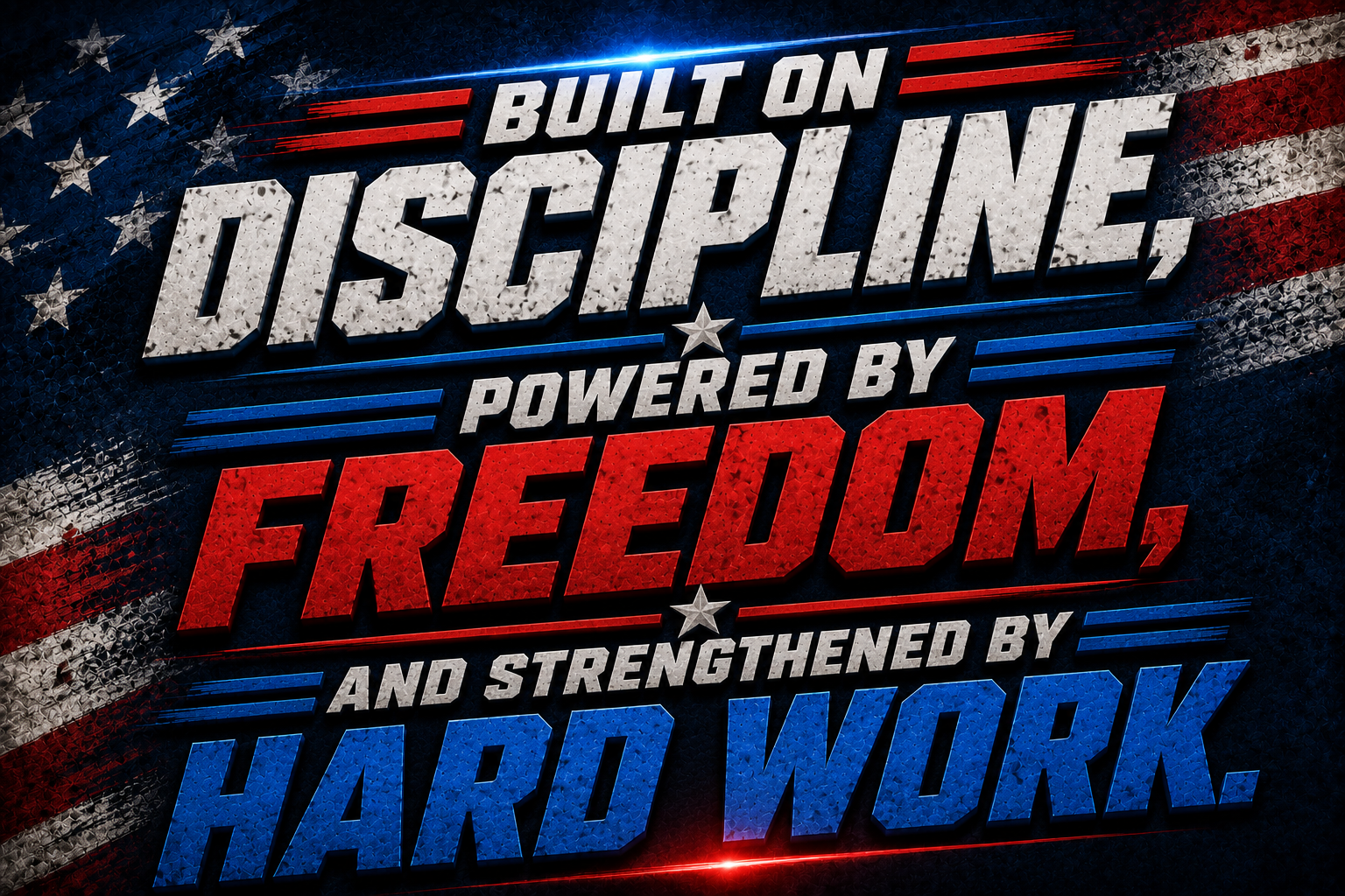 Built On Discipline Powered By Freedom, And Strengthened By Hard Work Sticker