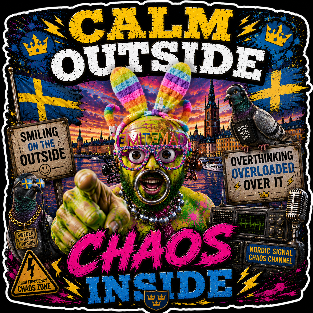 Calm Outside Chaos Inside Sticker S