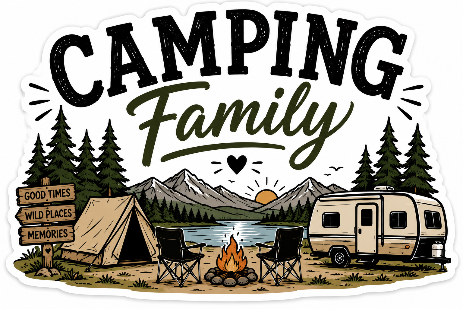 Camping Family Sticker