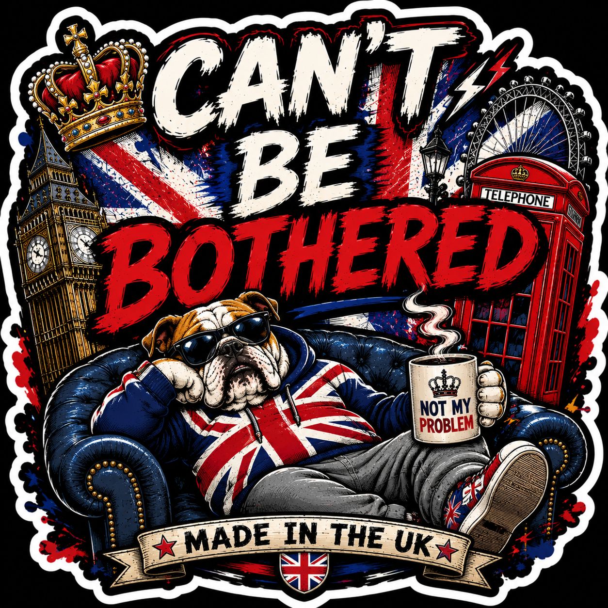 Can't Be Bothered Made In The UK Sticker