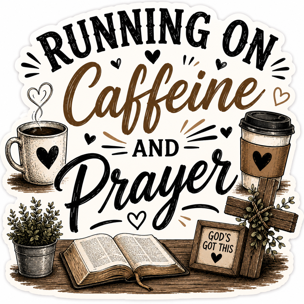 Running On Caffeine And Prayer Sticker