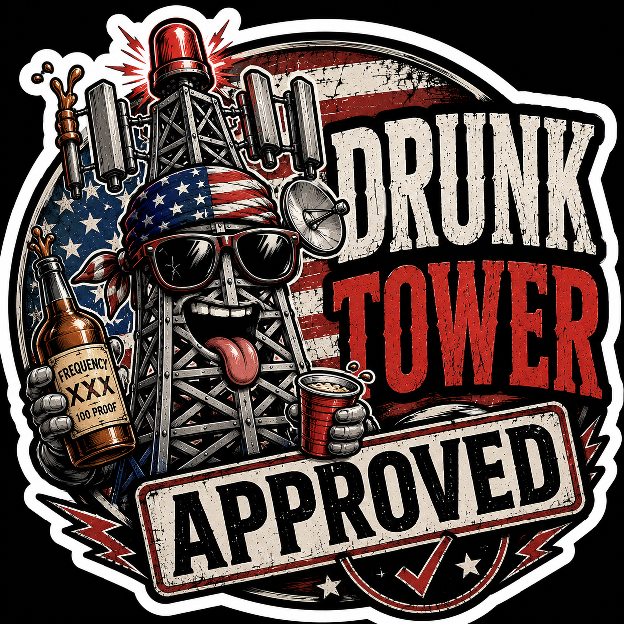 Drunk Tower Approved Sticker