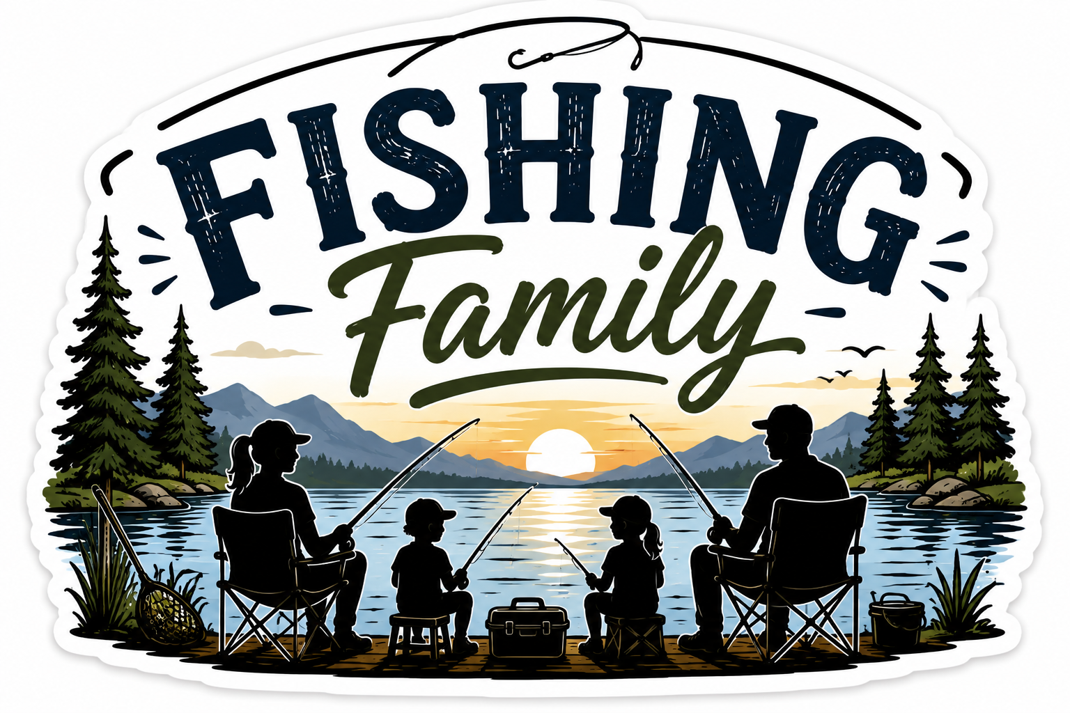 Fishing Family Sticker
