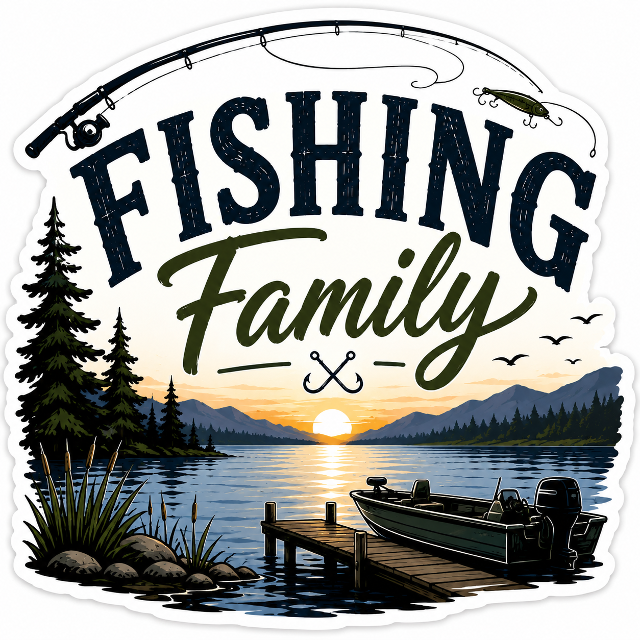 Fishing Family Sticker