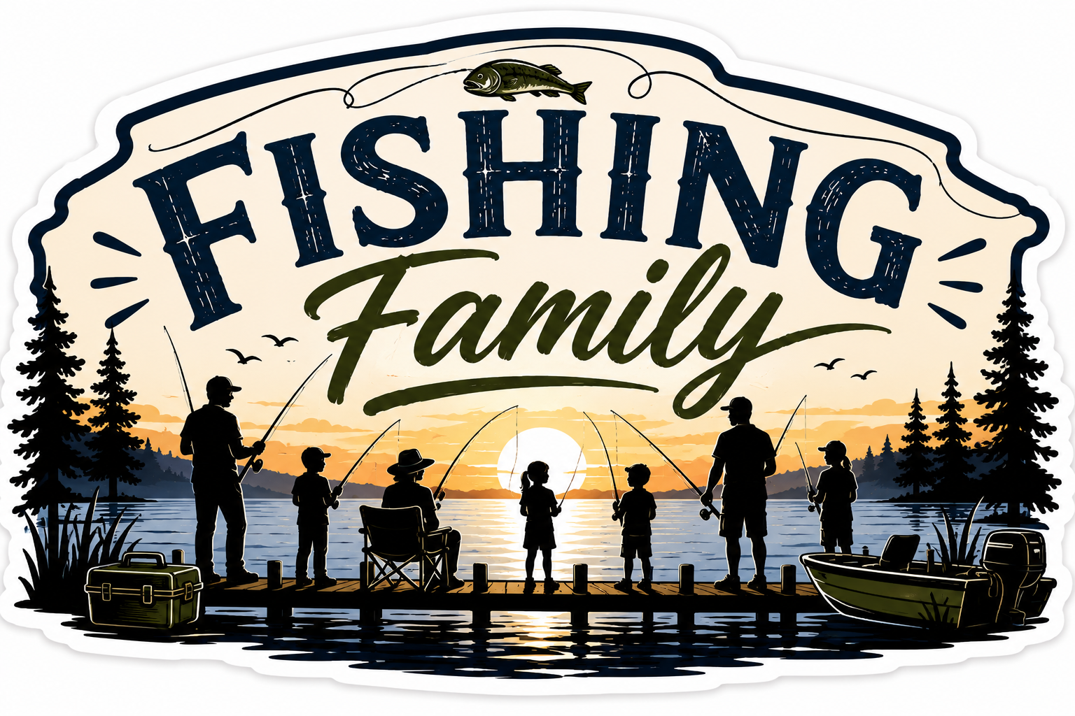 Fishing Family Sticker