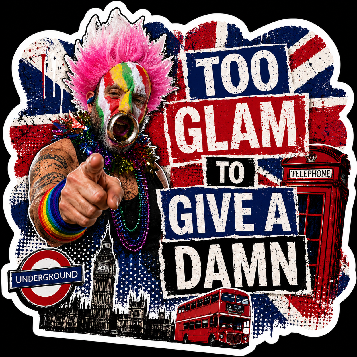 Too Glam To Give A Damn Sticker UK