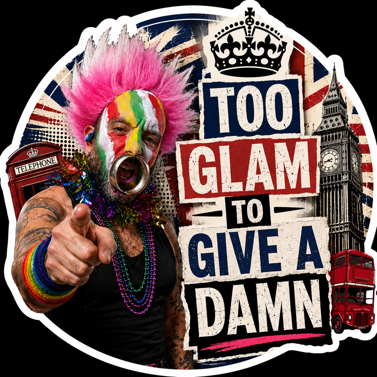 Too Glam To Give A Damn Sticker UK