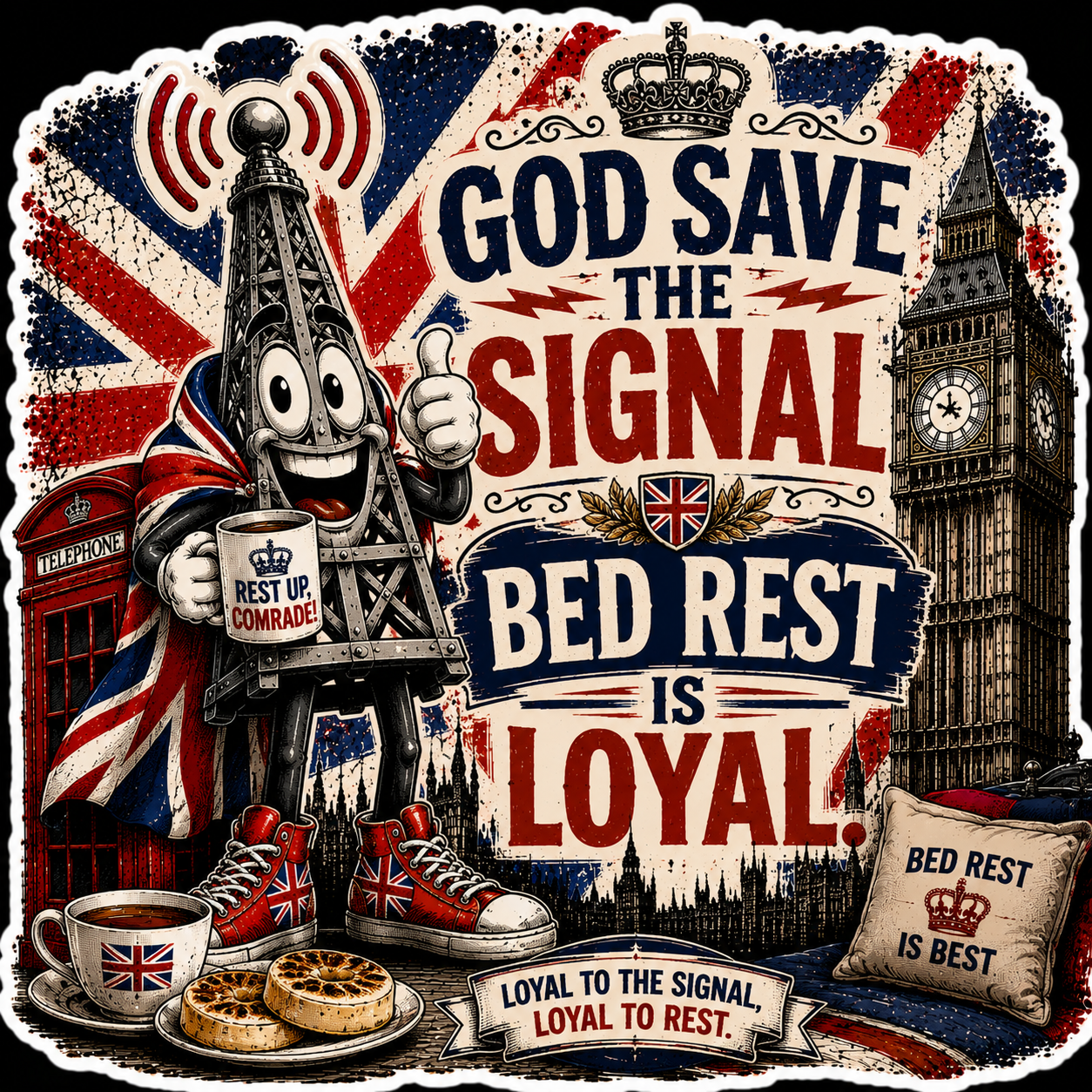 God Save The Signal Bed Rest Is Loyal UK Sticker