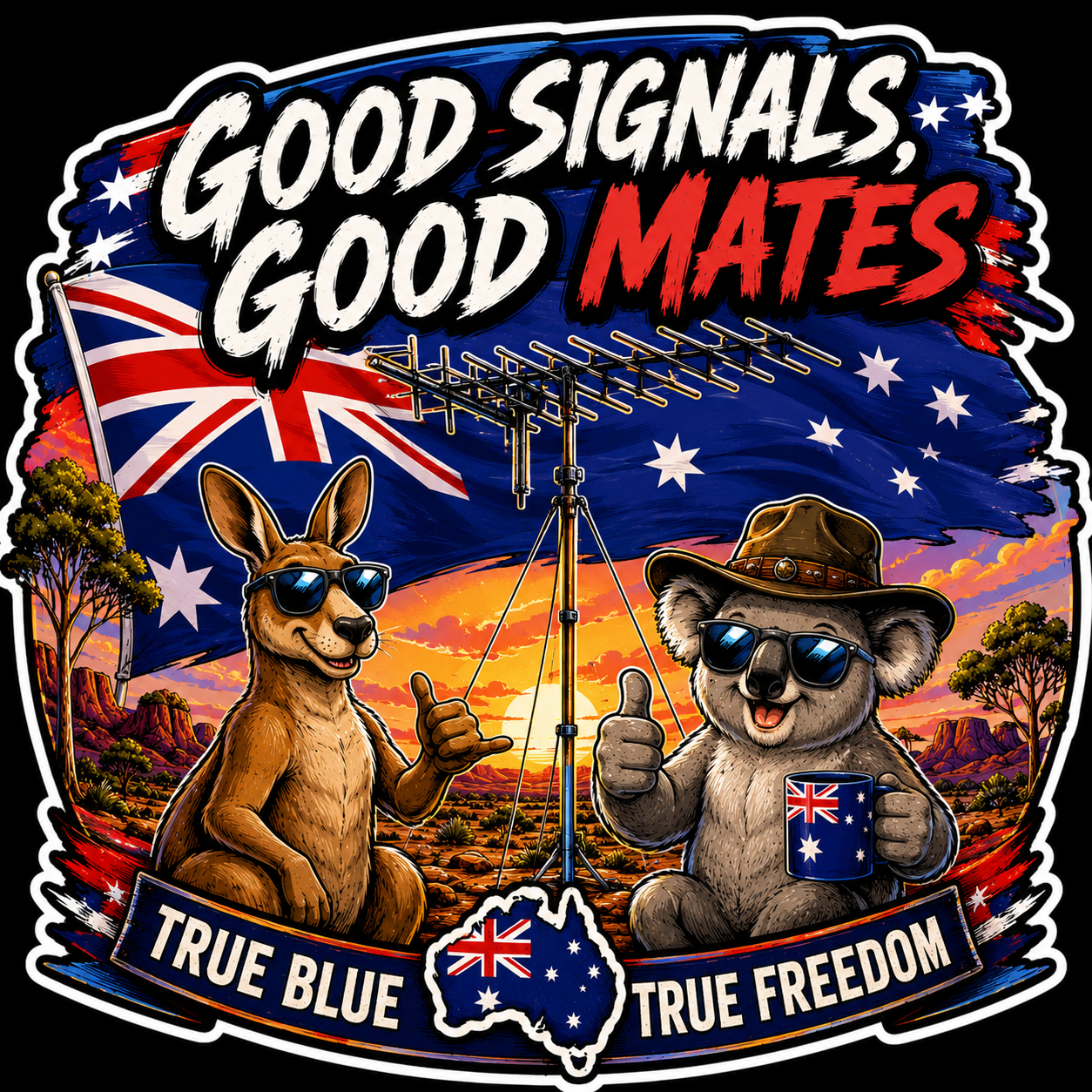Good Signals Good Mates True Blue True Freedom Sticker