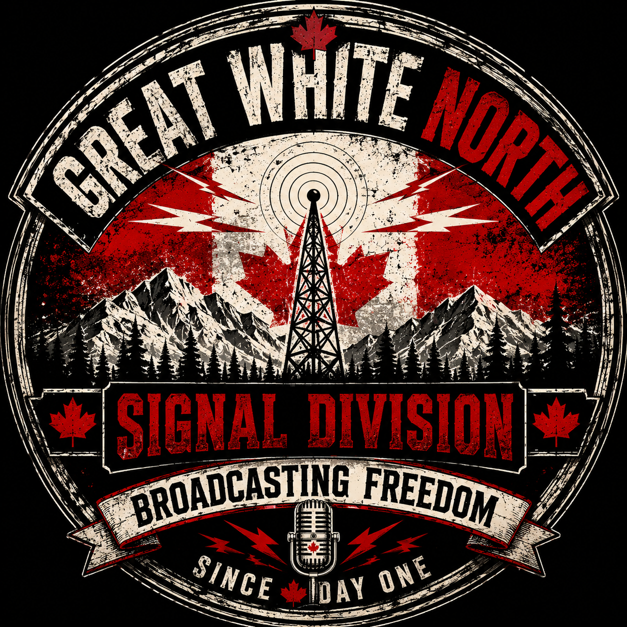 Great White North Signal Division Broadcasting Freedom Sticker