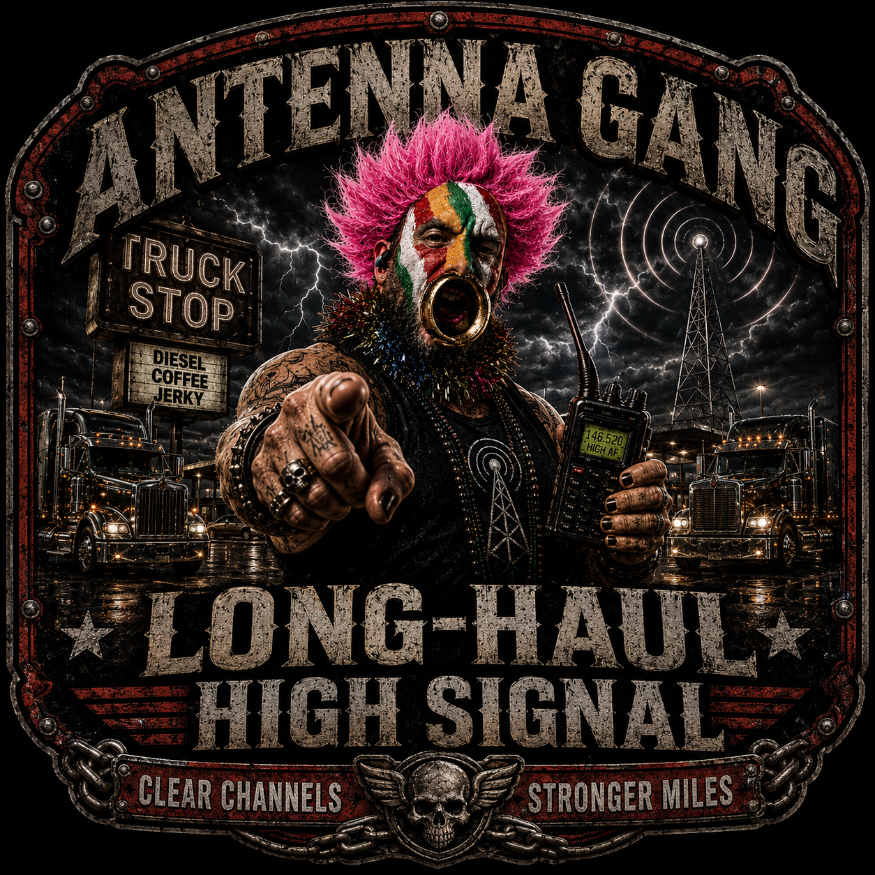 Antenna Gang Long Haul High Signal Clear Channels Stronger Miles Sticker