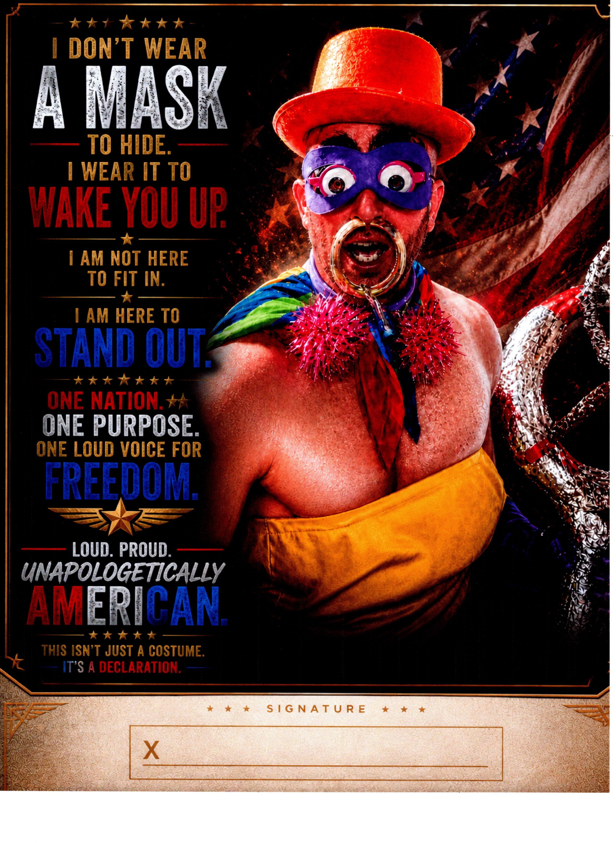 I Dont Wear A Mask to Hide I Wear it to Wake You Up Signed Print
