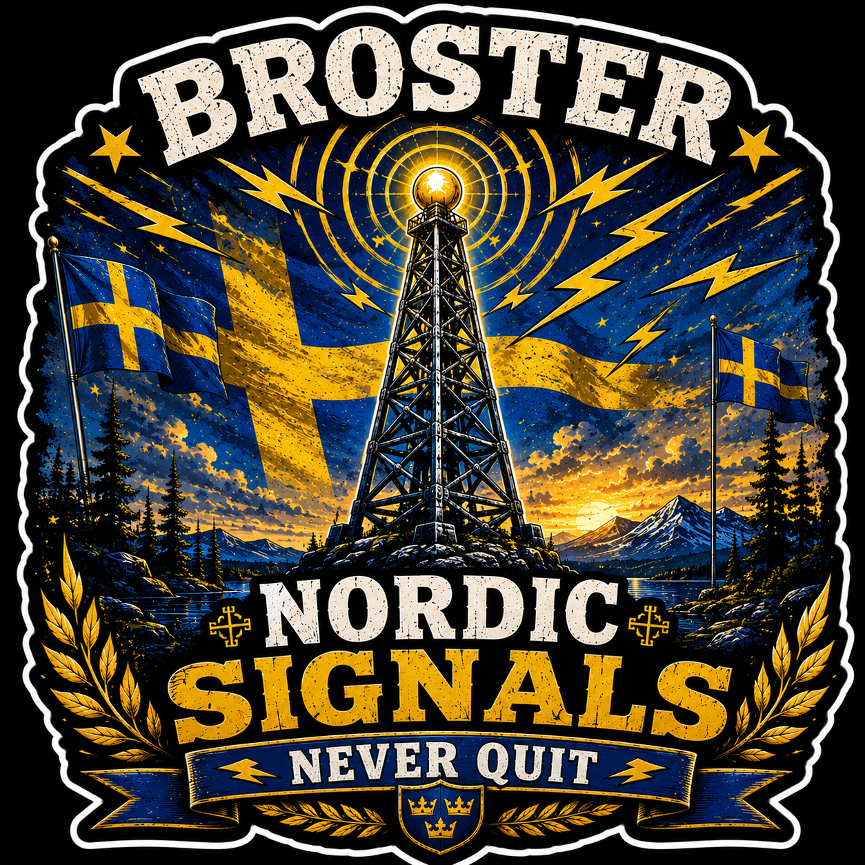 Broster Nordic Signals Never Quit Sticker