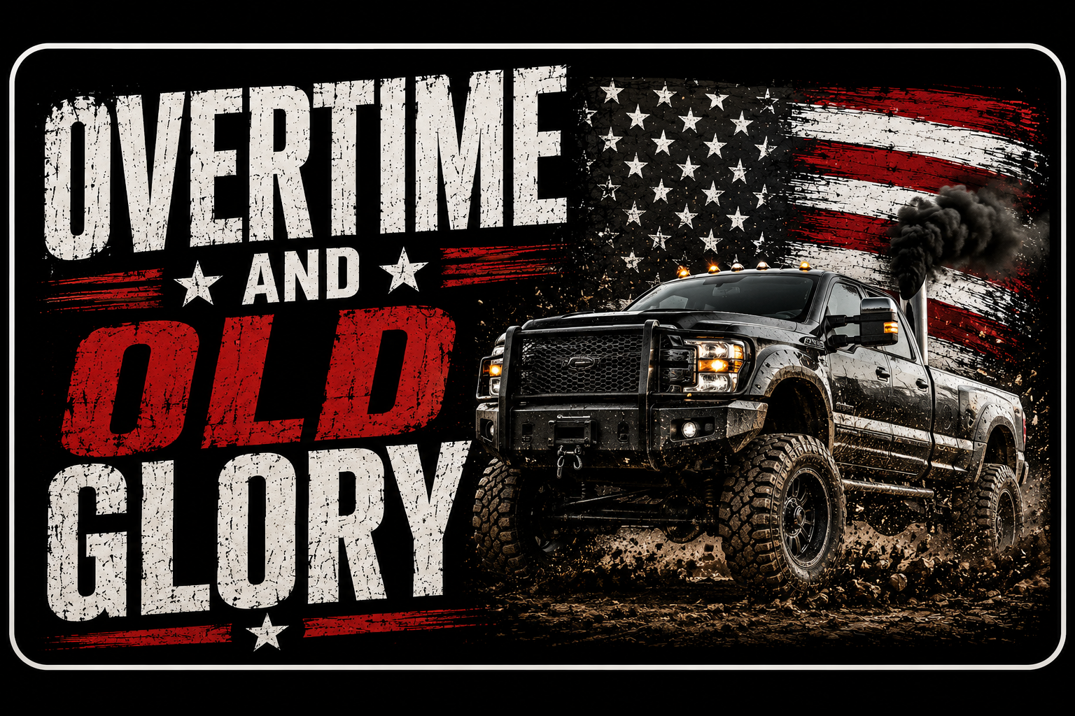 Overtime And Old Glory Sticker
