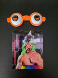 ORANGE GOOGLY EYE GLASSES AND PICTURE OF PATRIOTIC BRANDON