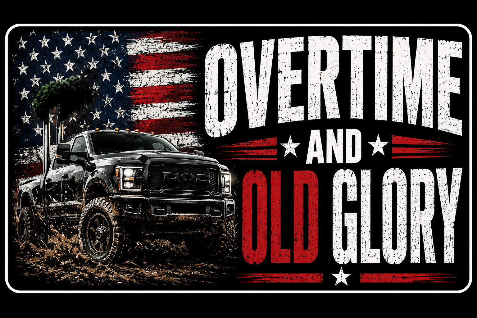 Overtime And Old Glory Sticker