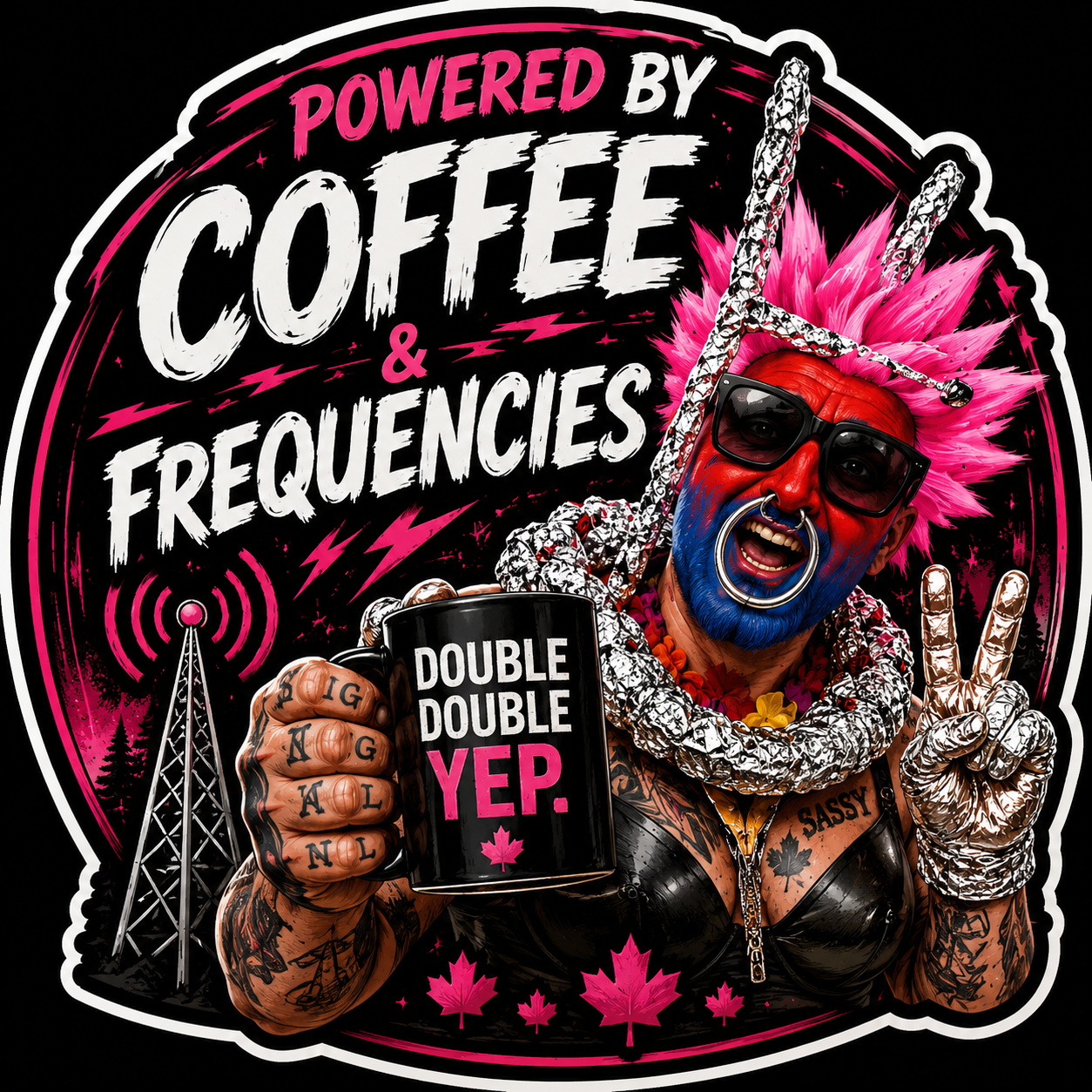Powered By Coffee & Frequencies Sticker